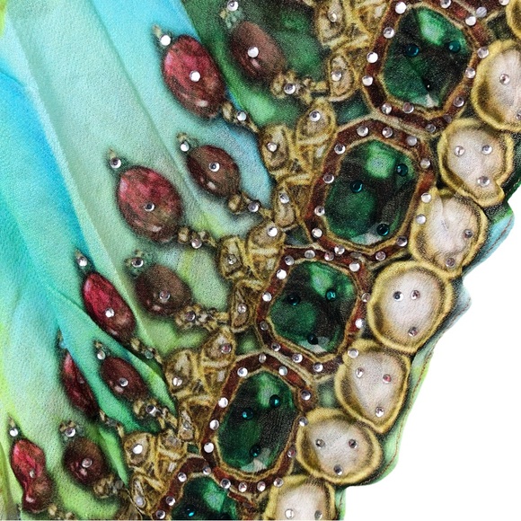 Ash & Sara Rainbow Leopard Gem Boho Flutter Sleeve Beach Coverup Blouse Top M - Picture 9 of 15